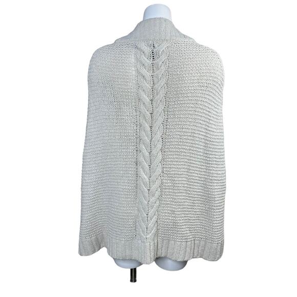 Draper James Cable Knit Sweater Cape Wool/Alpaca M/L Ivory Poncho - Picture 3 of 7